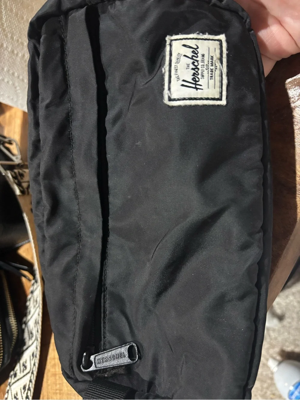 Herschel Supply Company Black Nylon Sling Pouch with Logo Patch